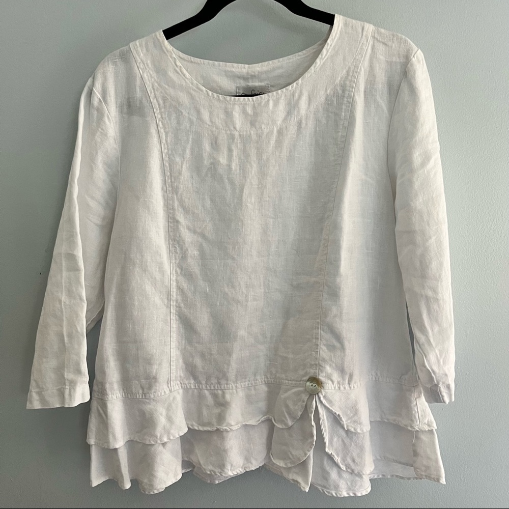 Mosaic Brand White Linen Blouse